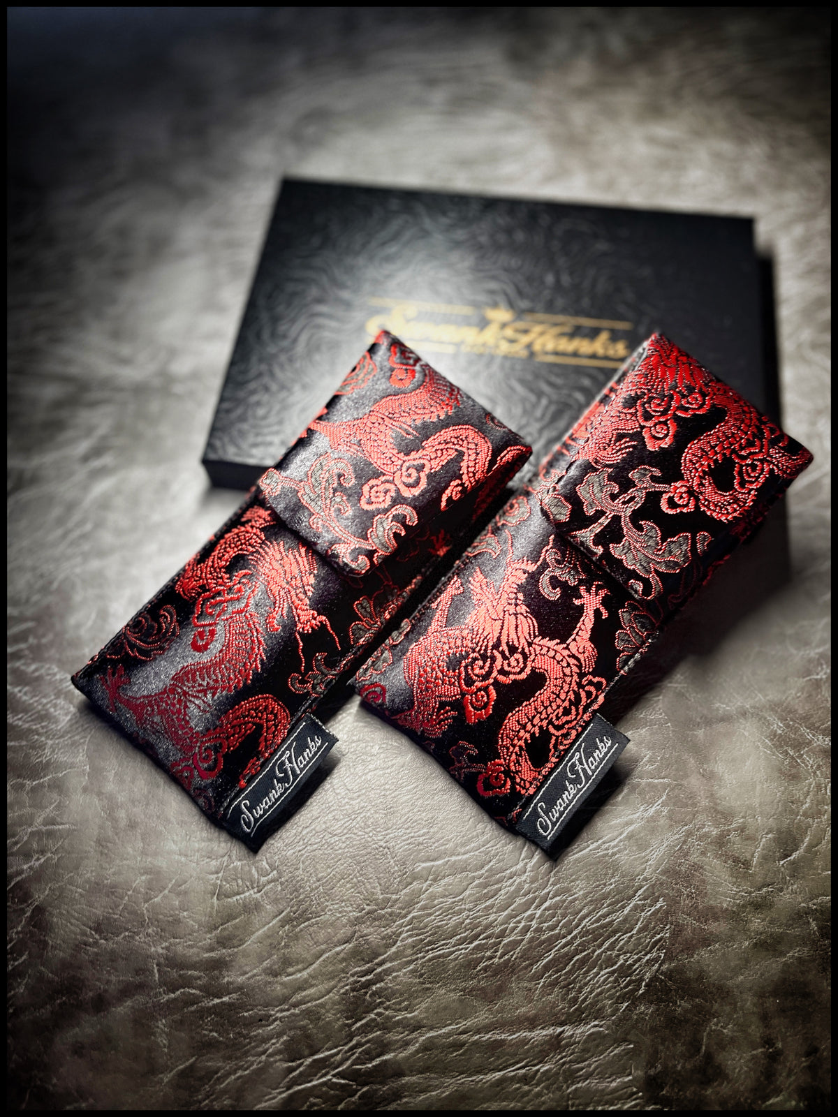 Black/Red Japanese Dragon Silk Full Size Pouch