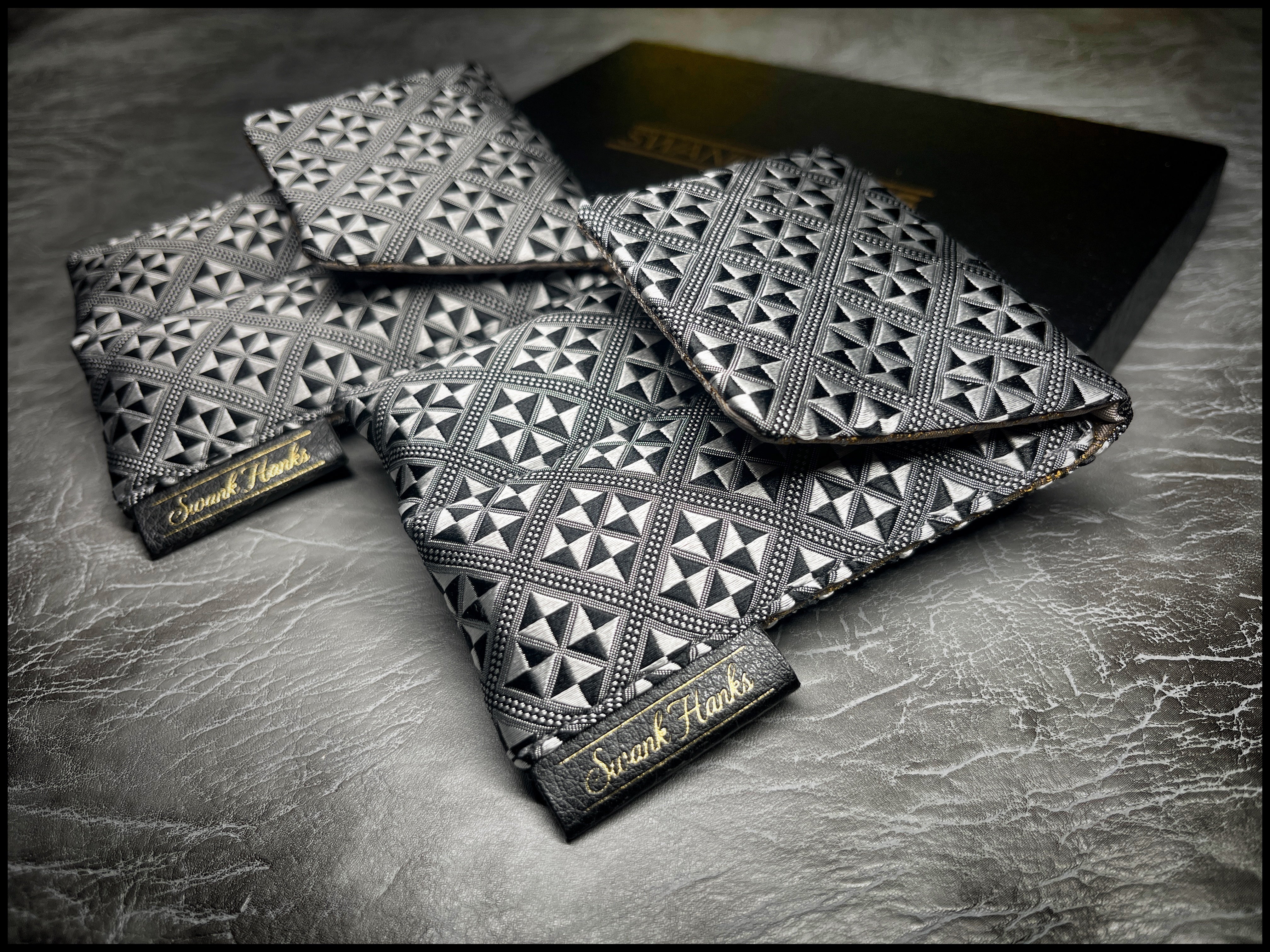 A1 Checkered Silk/ Satin Gold Paisley Silk Mini Double Slot Pouch