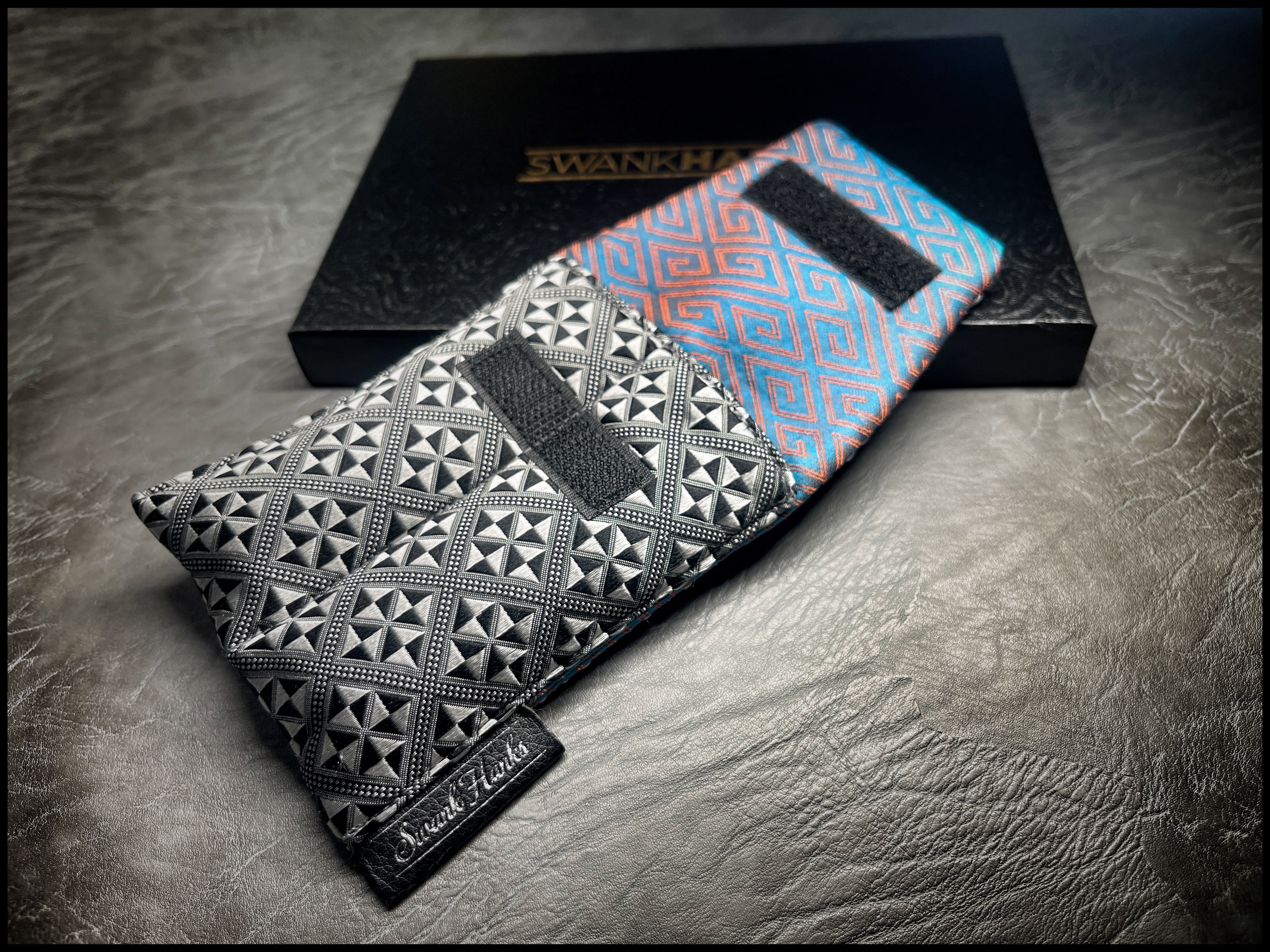 ONE-OFF A1 Checkered Silk/ Mulberry Color Shifting Silk Mini Double Slot Pouch