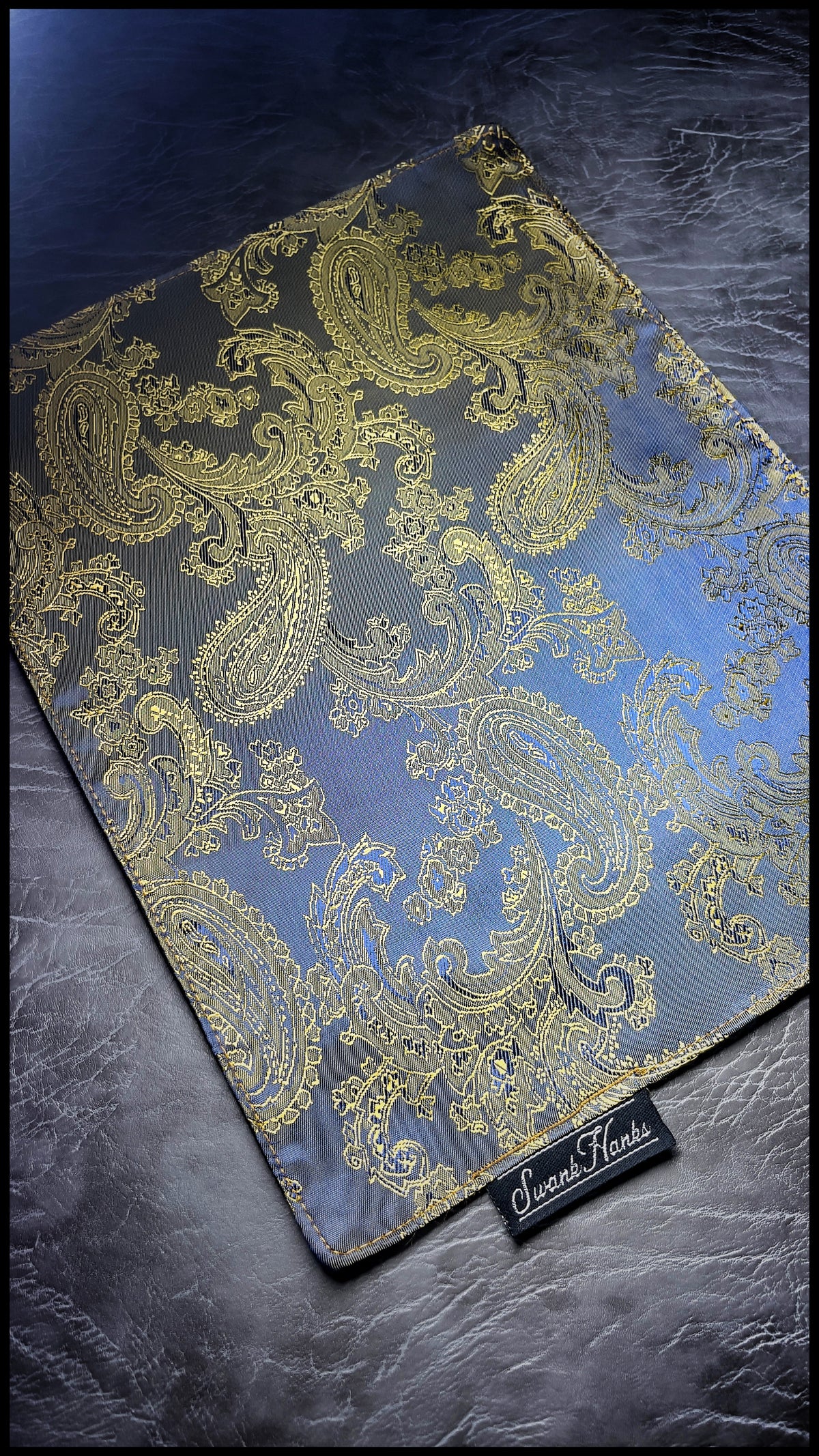 Satin Blue/ Gold Silk Paisley