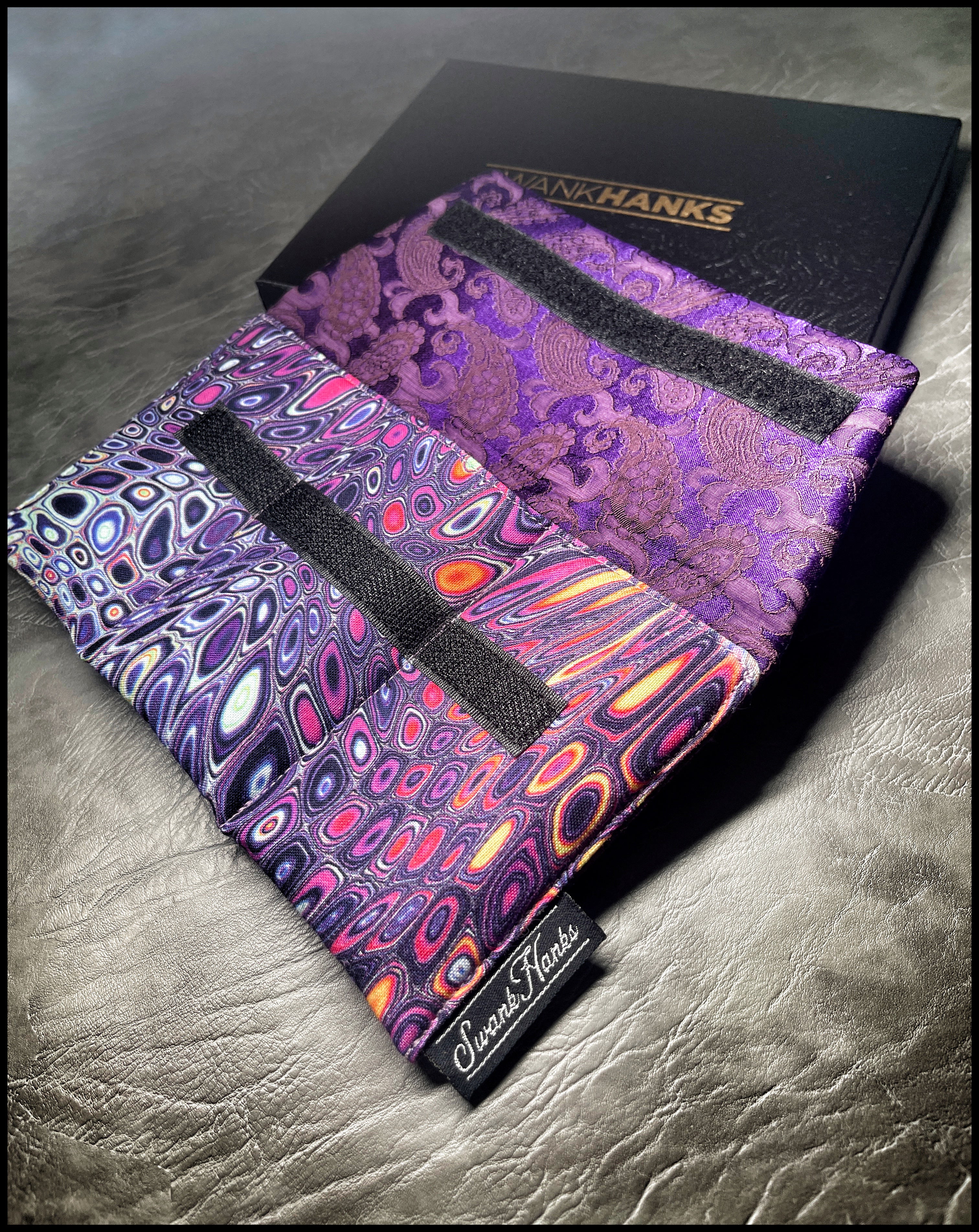 ONE-OFF Acidic Neon/ Blurple Silk Paisley Mini Triple Slot Pouch