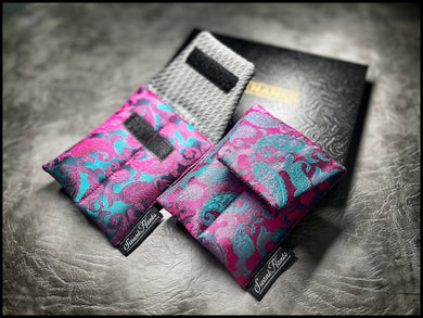 Mulberry Silk Paisley V3/ Gunmetal Satin Silk Mini Double Slot Pouch