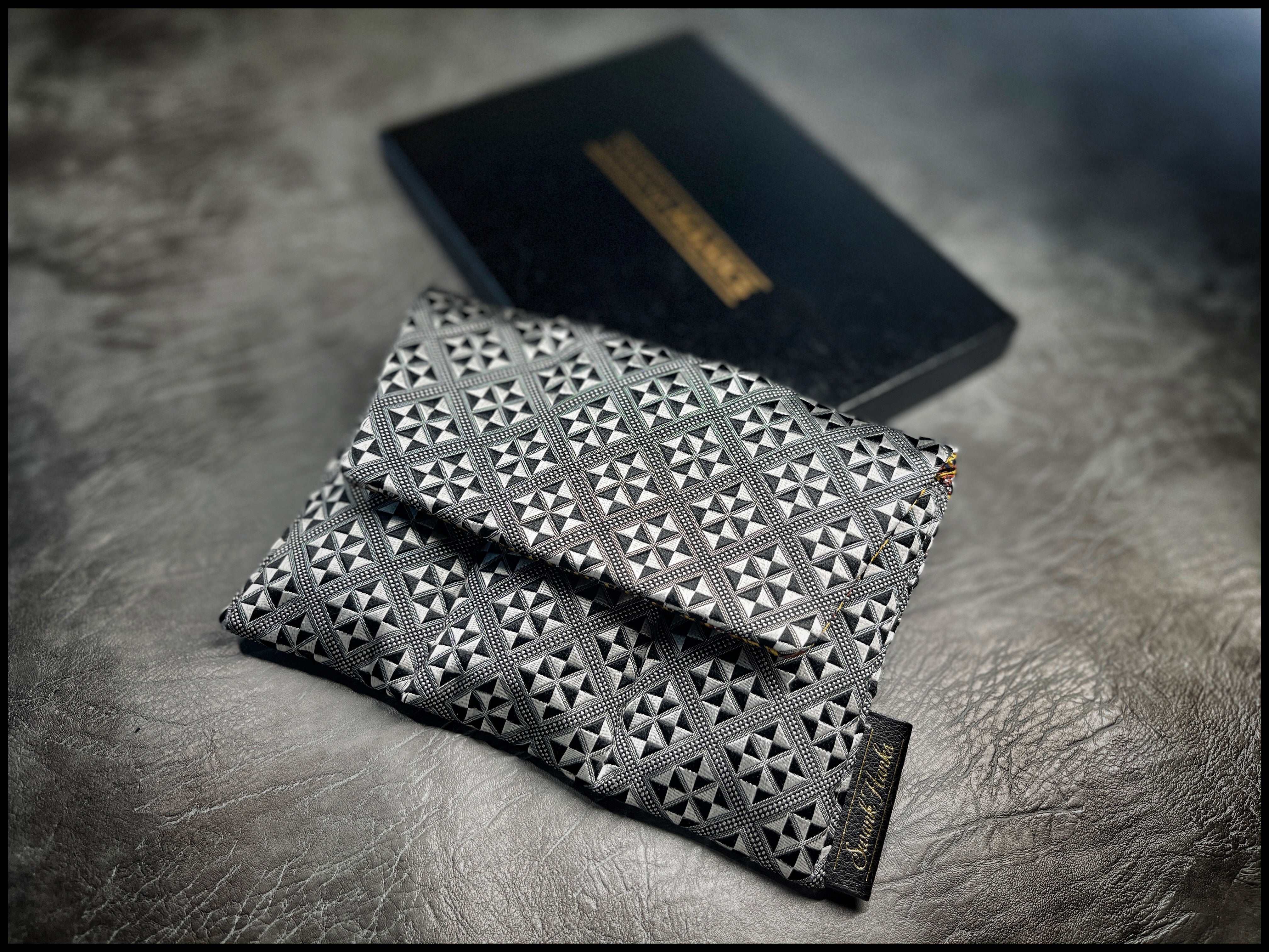 ONE-OFF A1 Checkered Silk, Copper Houndstooth Silk Mini Triple Slot Pouch