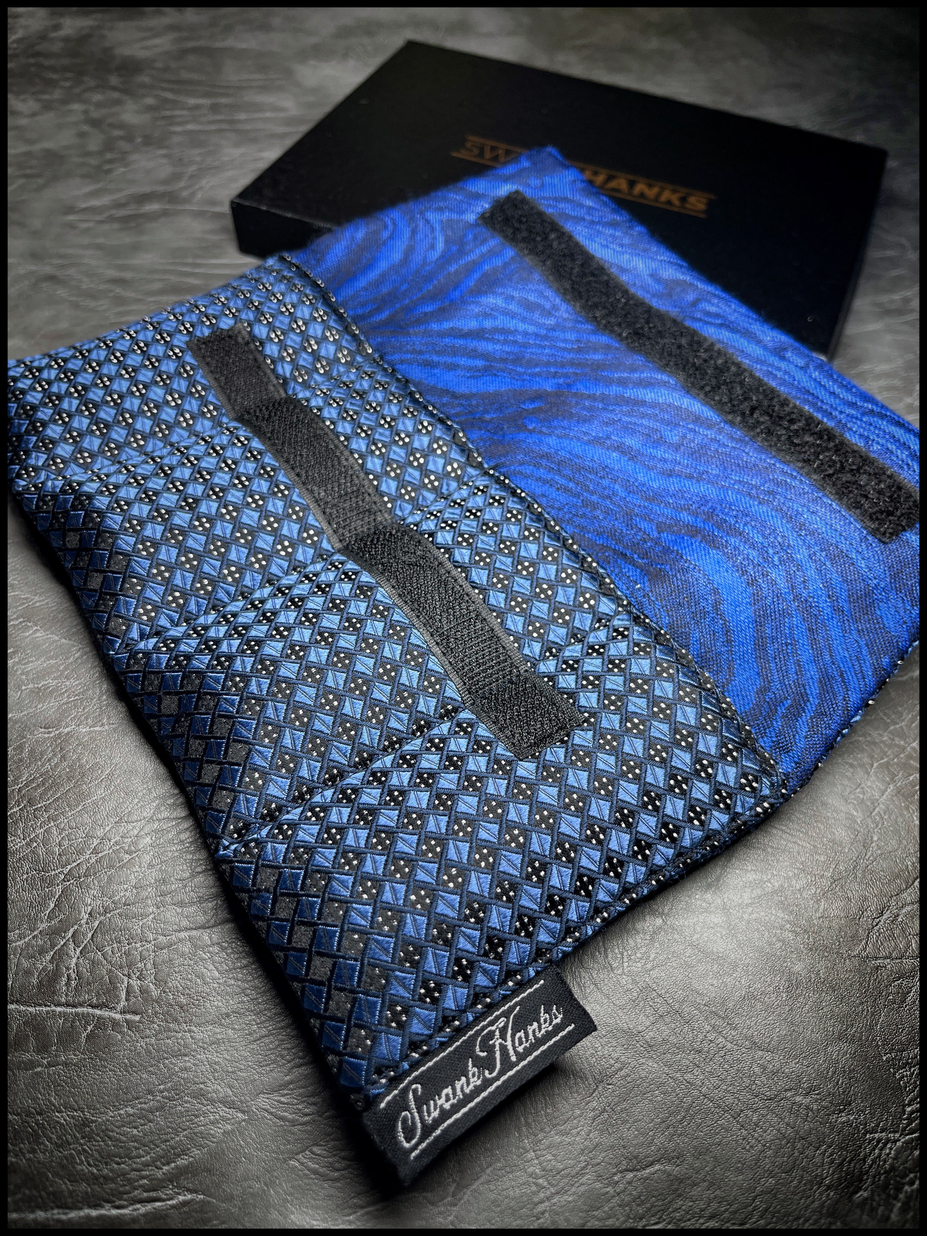 ONE-OFF Navy Diamond Silk Mini 4-Slot Pouch