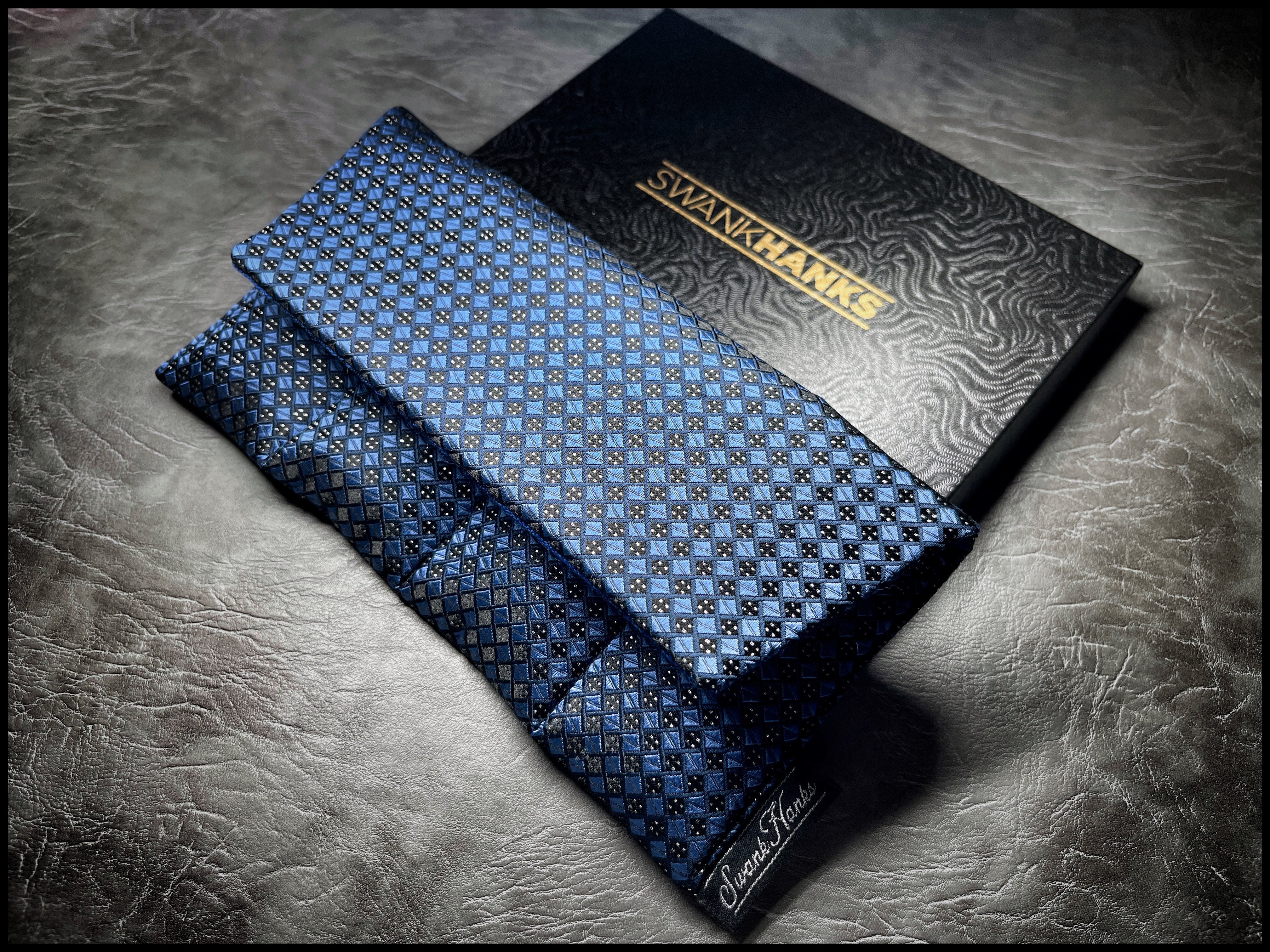 ONE-OFF Navy Diamond Silk Mini 4-Slot Pouch