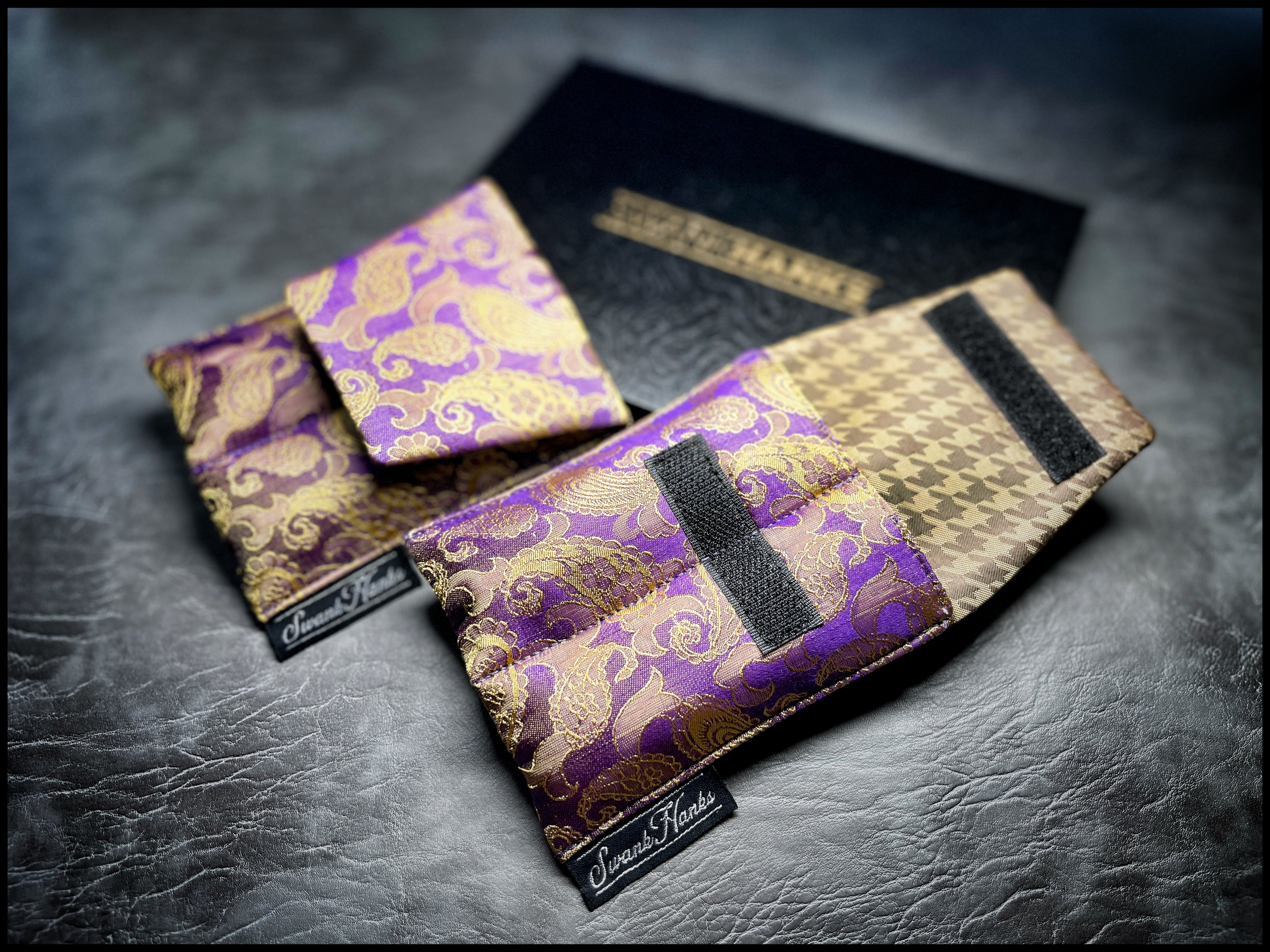 Mulberry V3 Color Shifting Silk Paisley / Gold Houndstooth Mini Double Slot Pouch