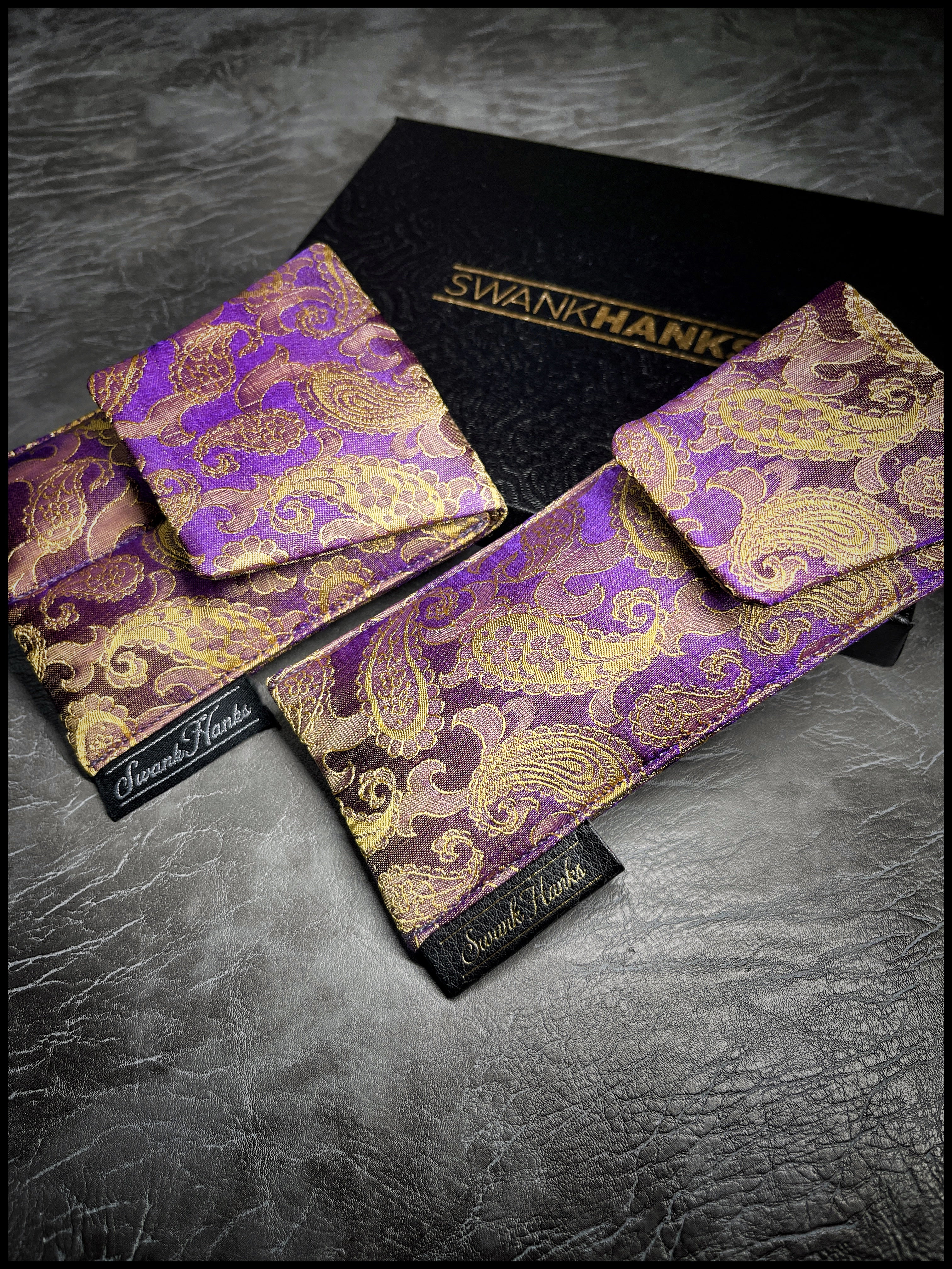 Mulberry V3 Color Shifting Silk Paisley / Gold Houndstooth Mini Double Slot Pouch