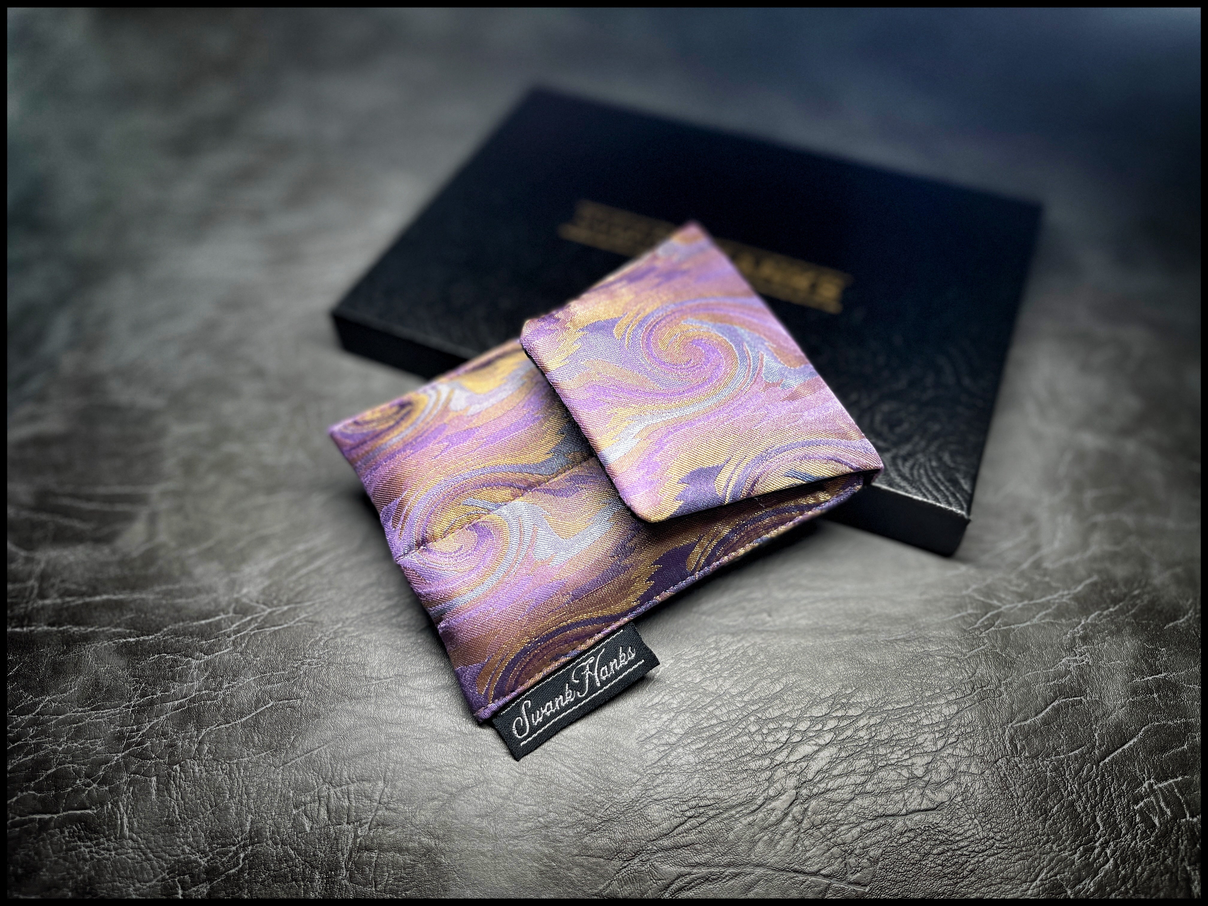 Purp/ Gold Cloud Silk / Satin Black Silk Mini Double Slot Pouch