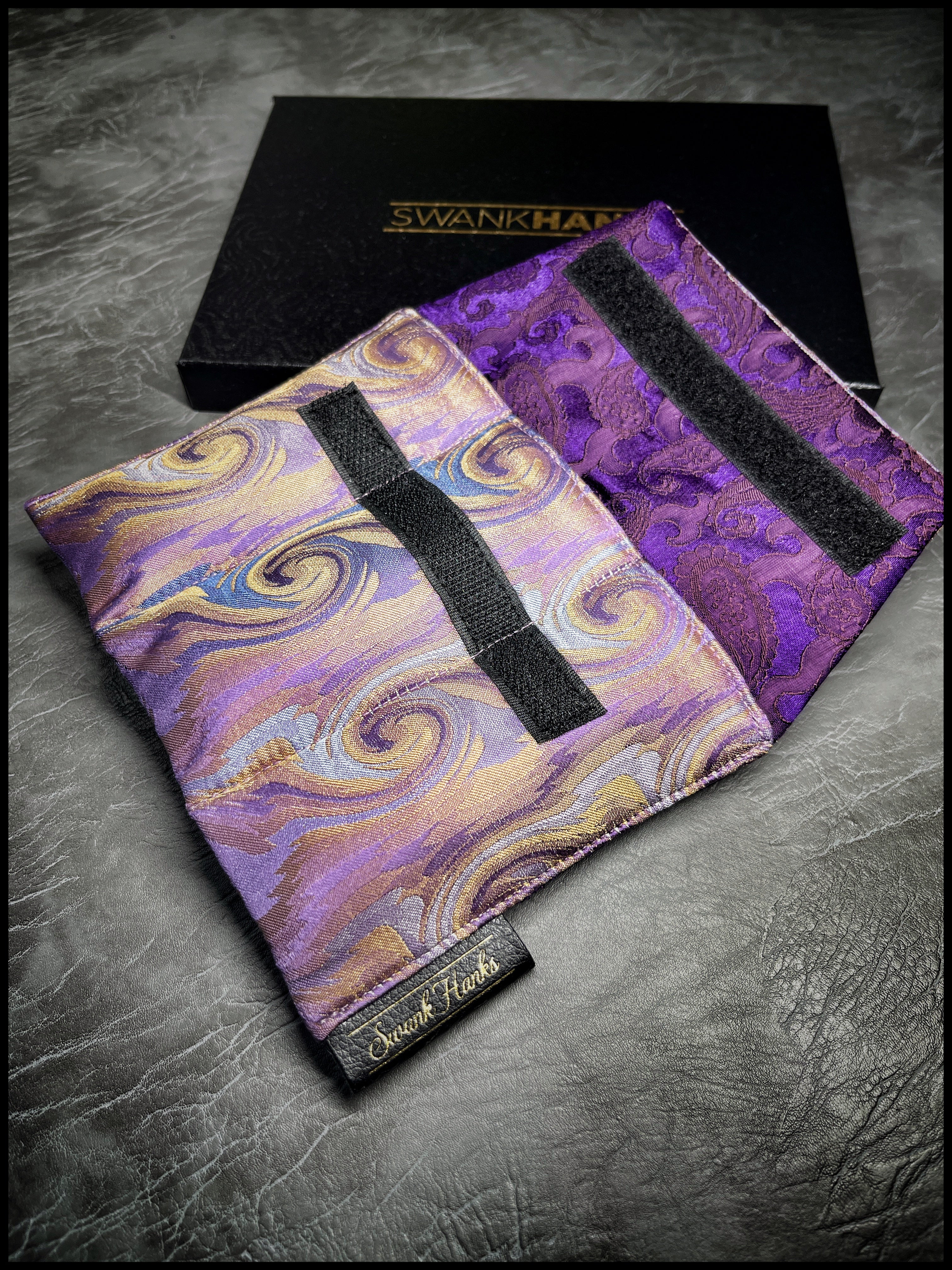 1-OFF Purp / Gold Cloud Silk/ Mulberry Silk Paisley Mini Triple Slot Pouch