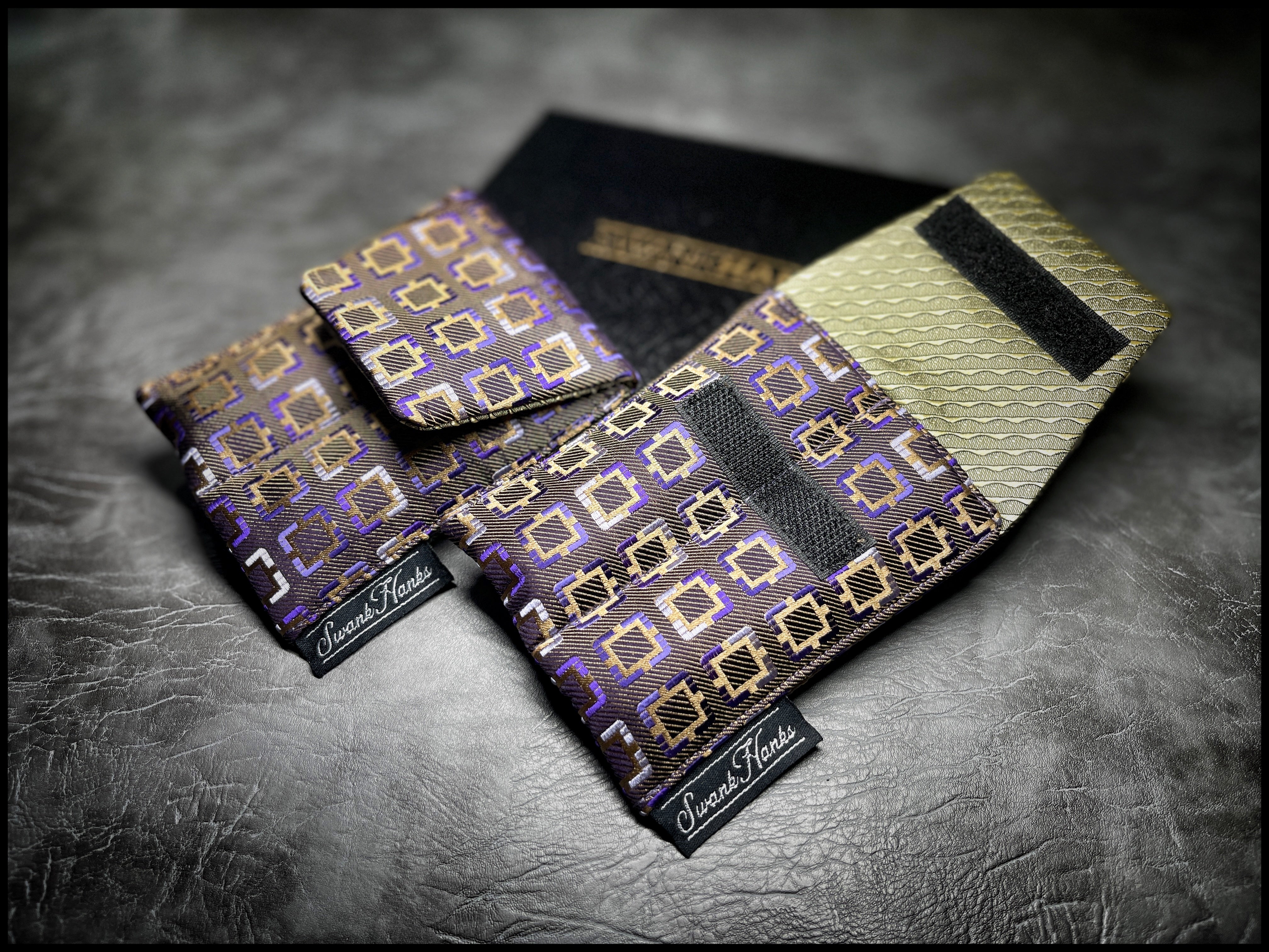 Inverse Geo Purp/Gold Mini Double Slot Pouch