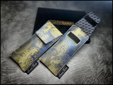 Mulberry Color Shifting Gold/ Blue Silk Jacquard Single Pouch