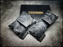 1-OFF Murdered Out Dragon Silk / Satin Black Dragonscale Silk Mini Double Slot Pouch