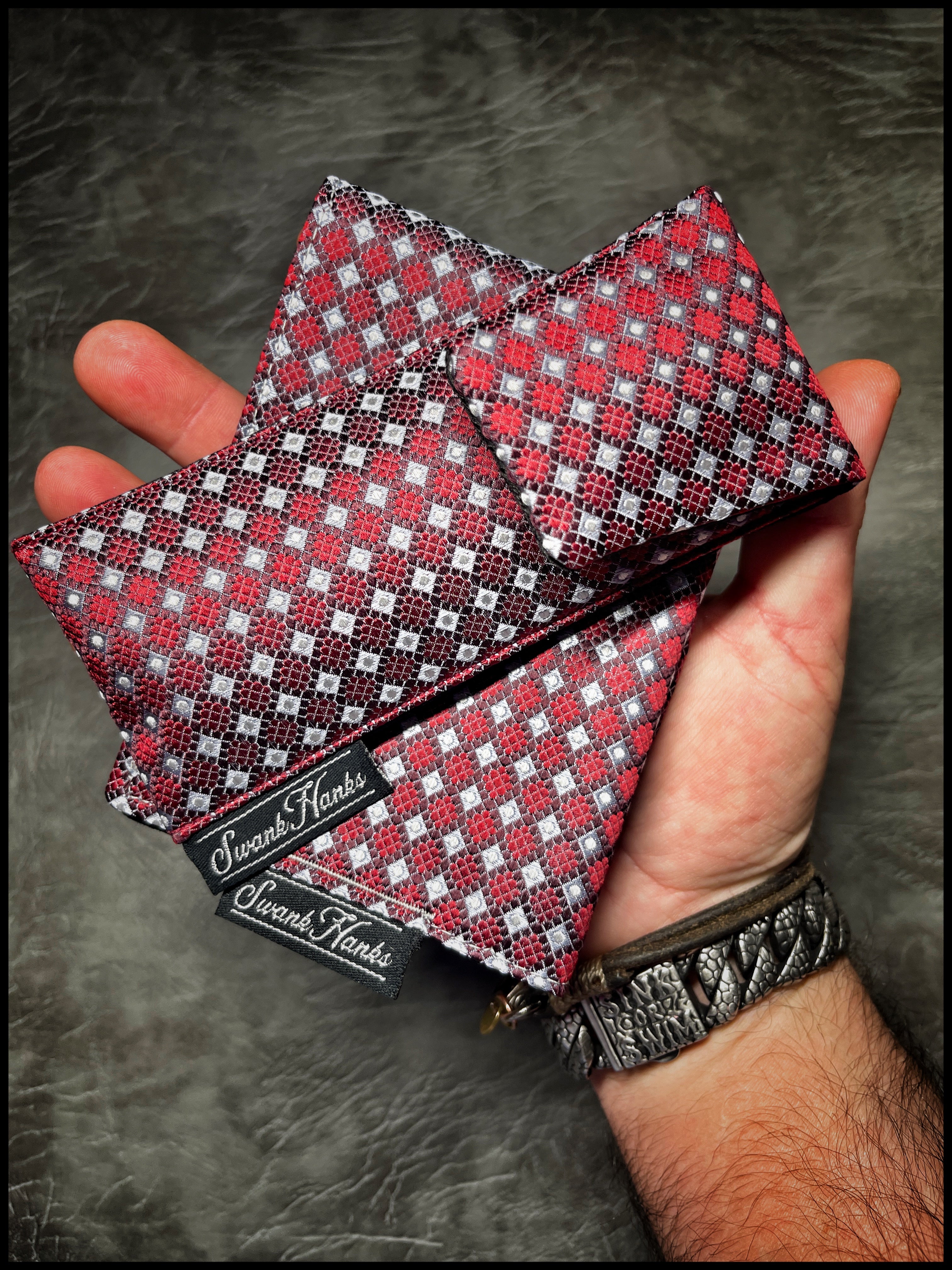 Red/Silver Micro Diamond Silk Single Pouch