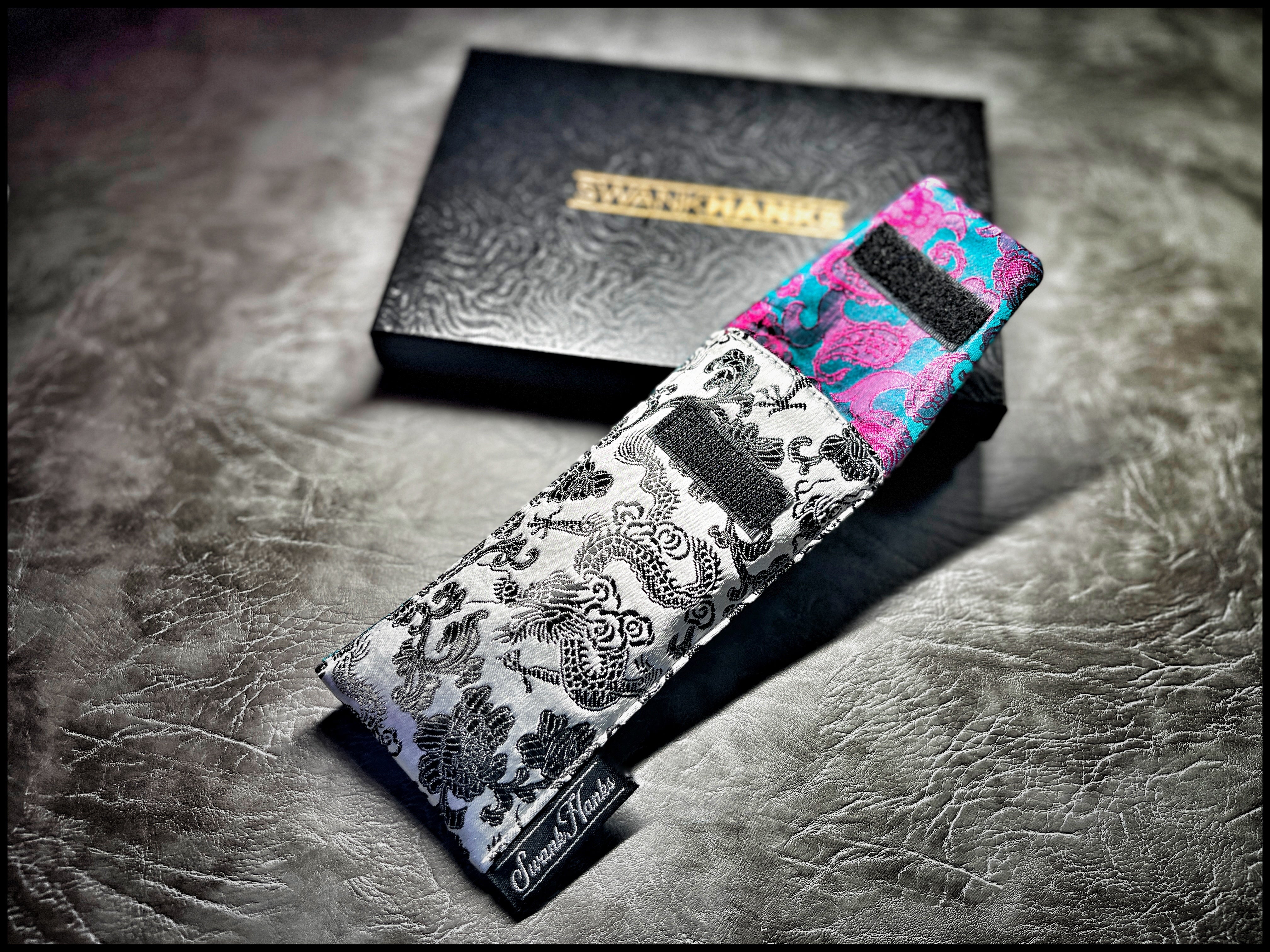 Satin Silver Dragon Silk/ Neon Mulberry Silk Single Pouch