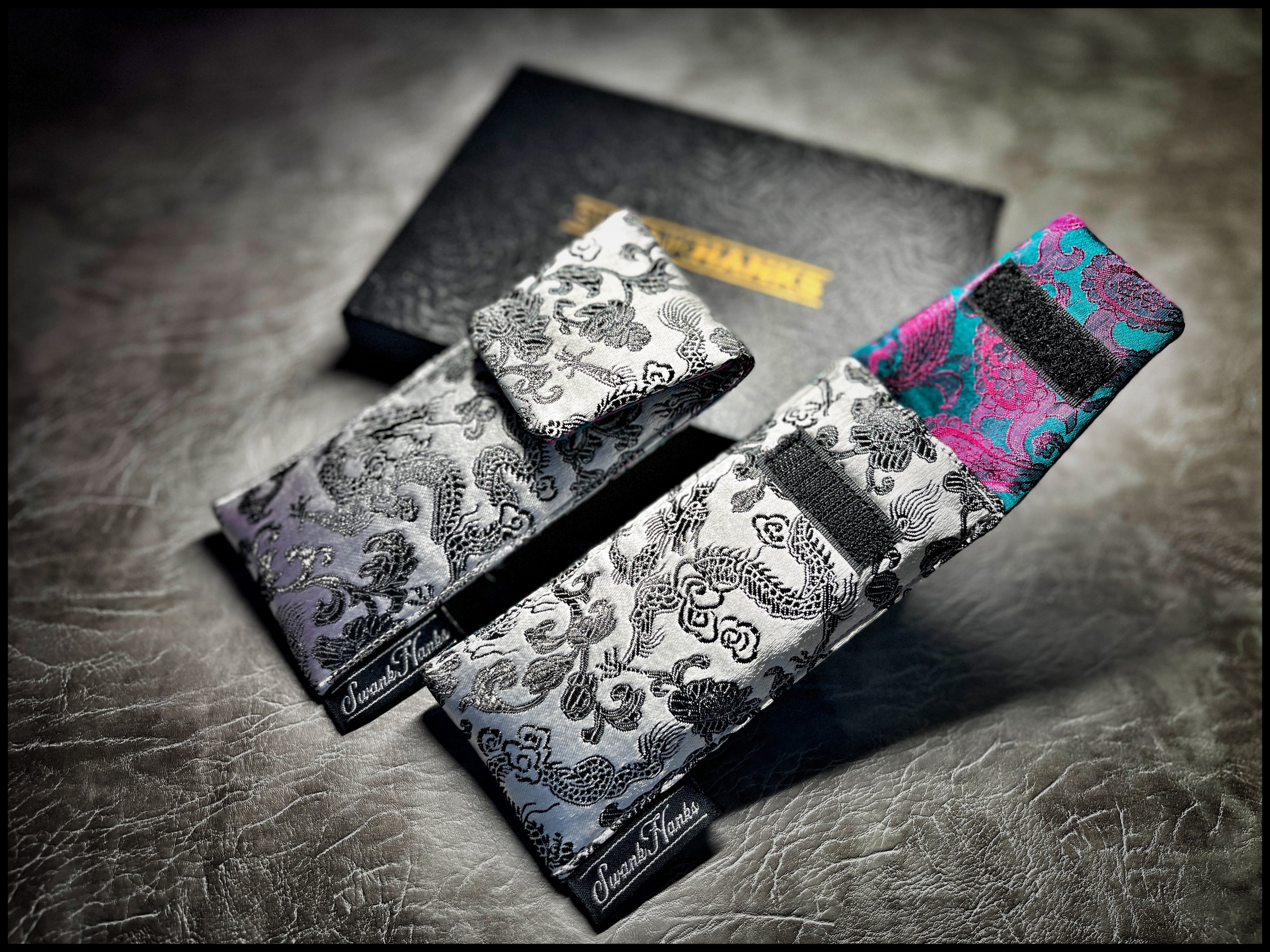 Satin Silver Dragon Silk/ Neon Mulberry Silk Single Pouch