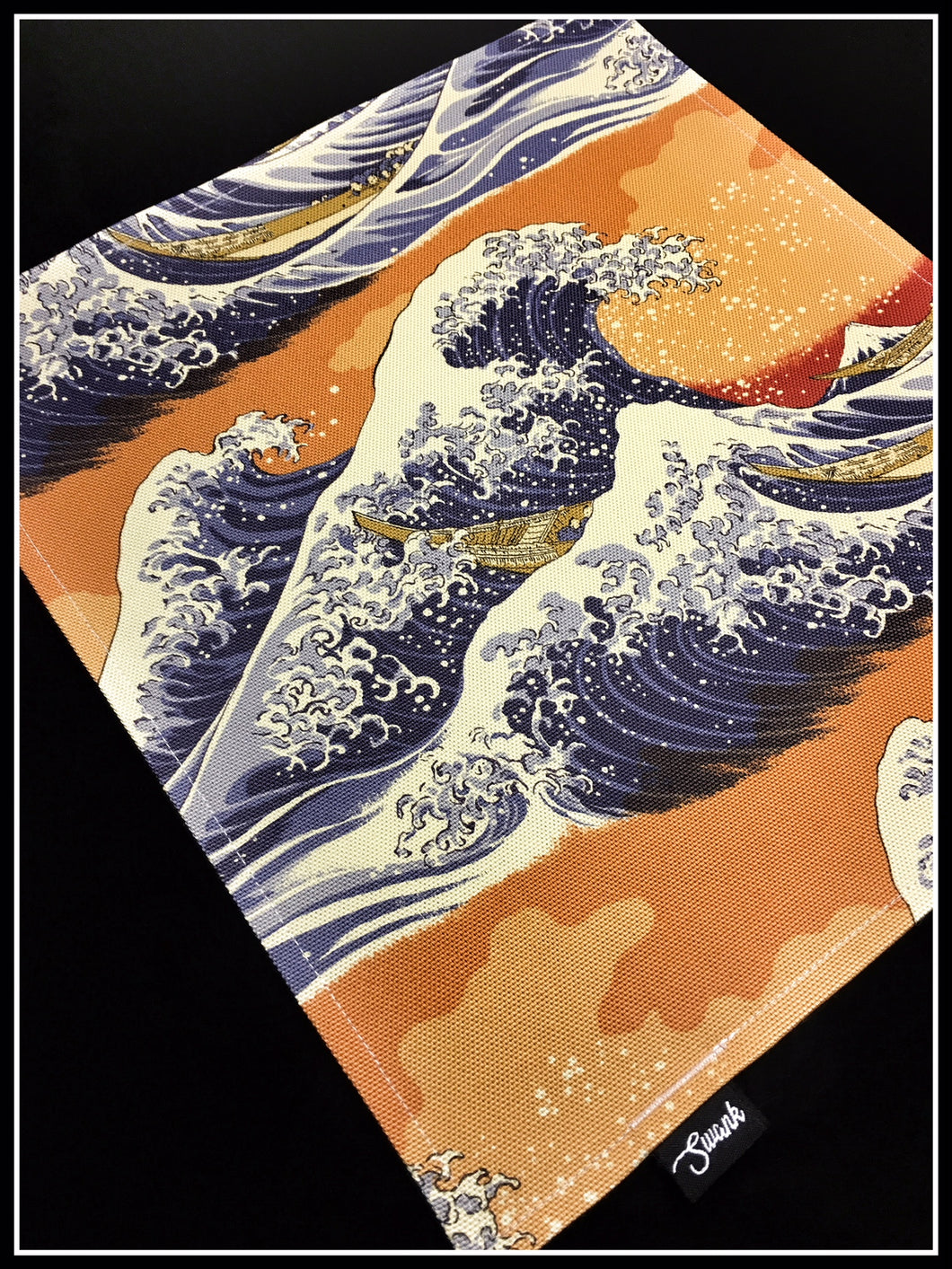 Hokusai Kanaga Wave Orange Linen Canvas (Preorder)