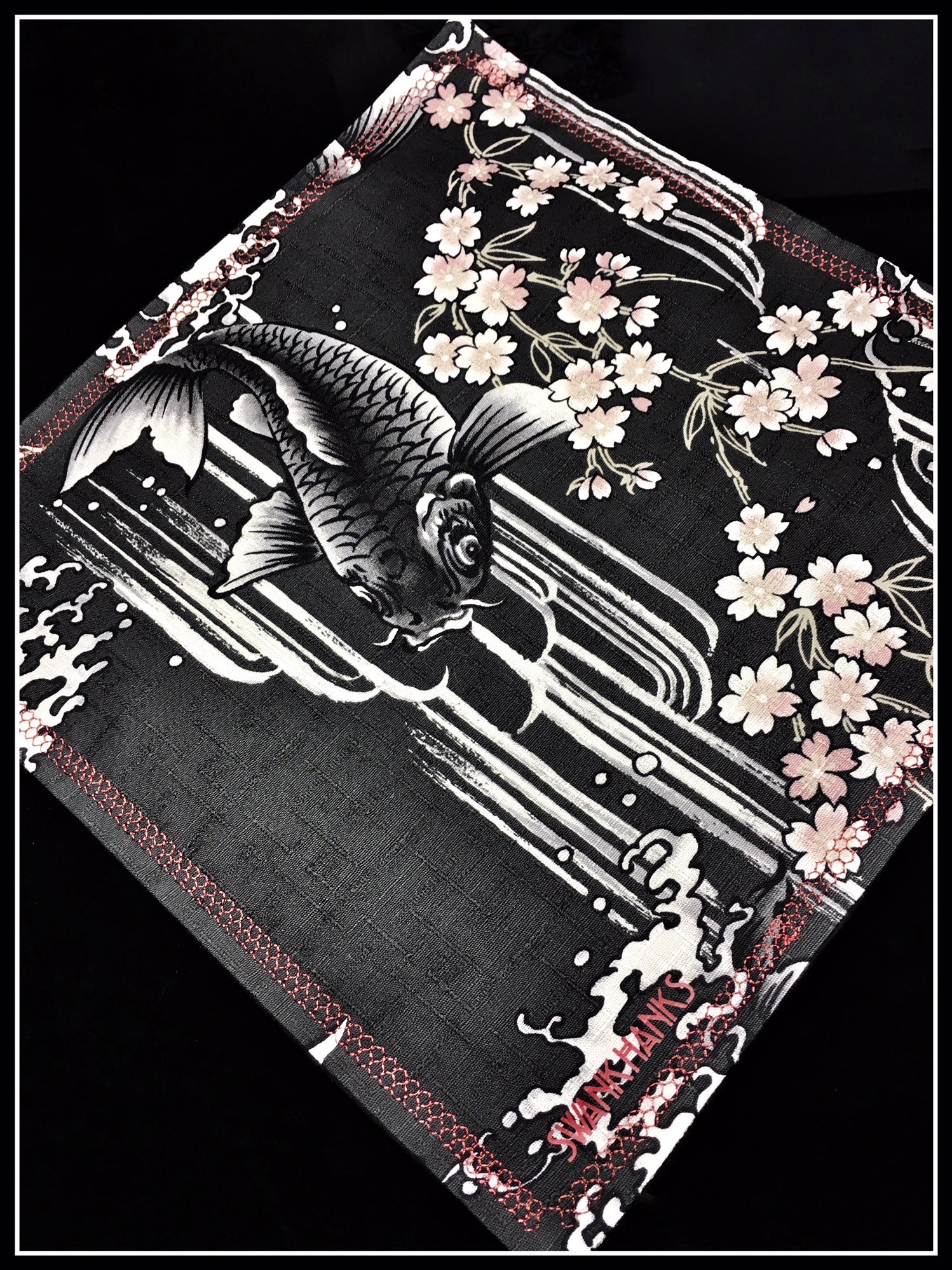 Classic Black Koi (red/gold stitch)