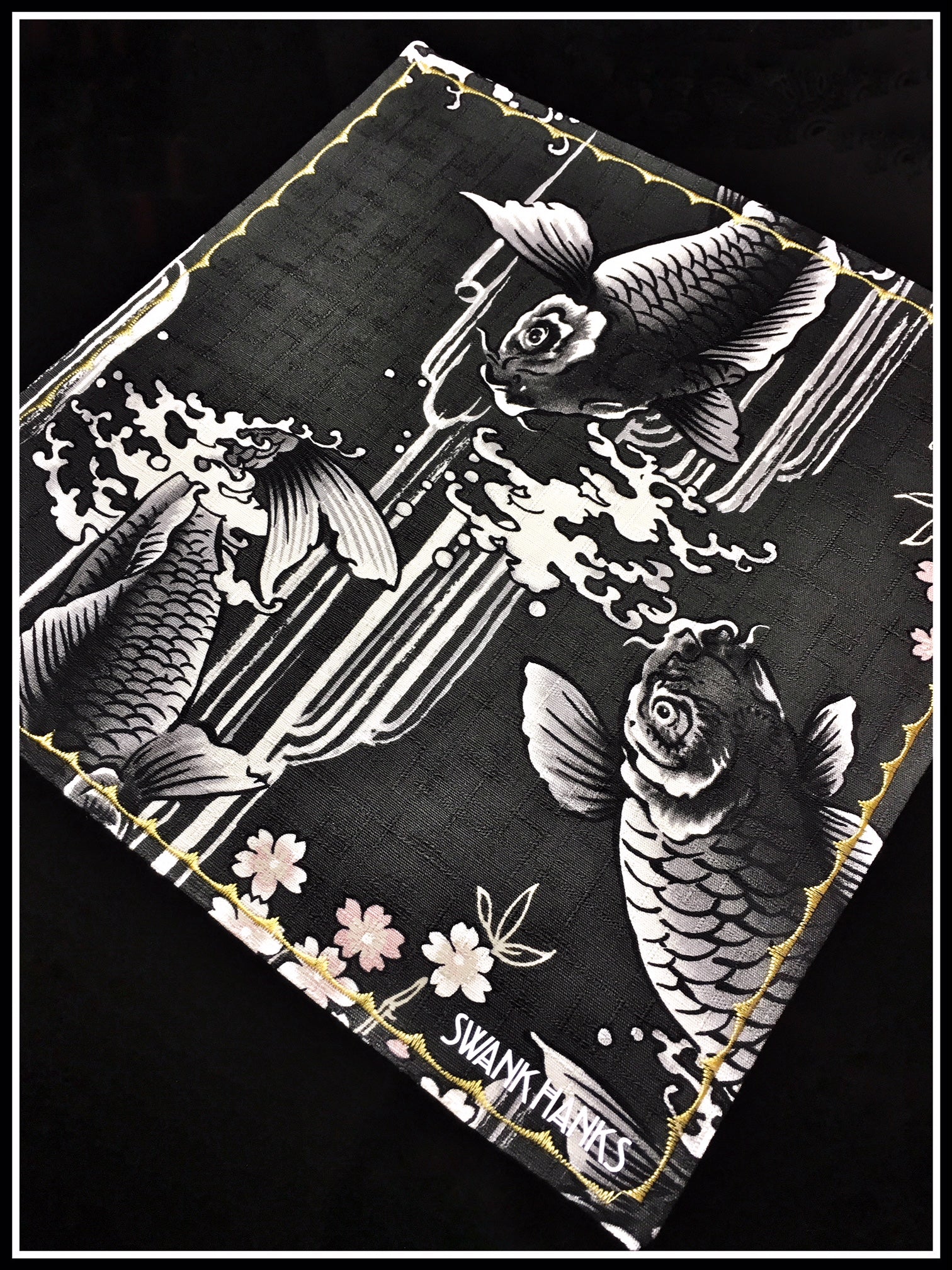 Black Koi one-off (gold stitch)