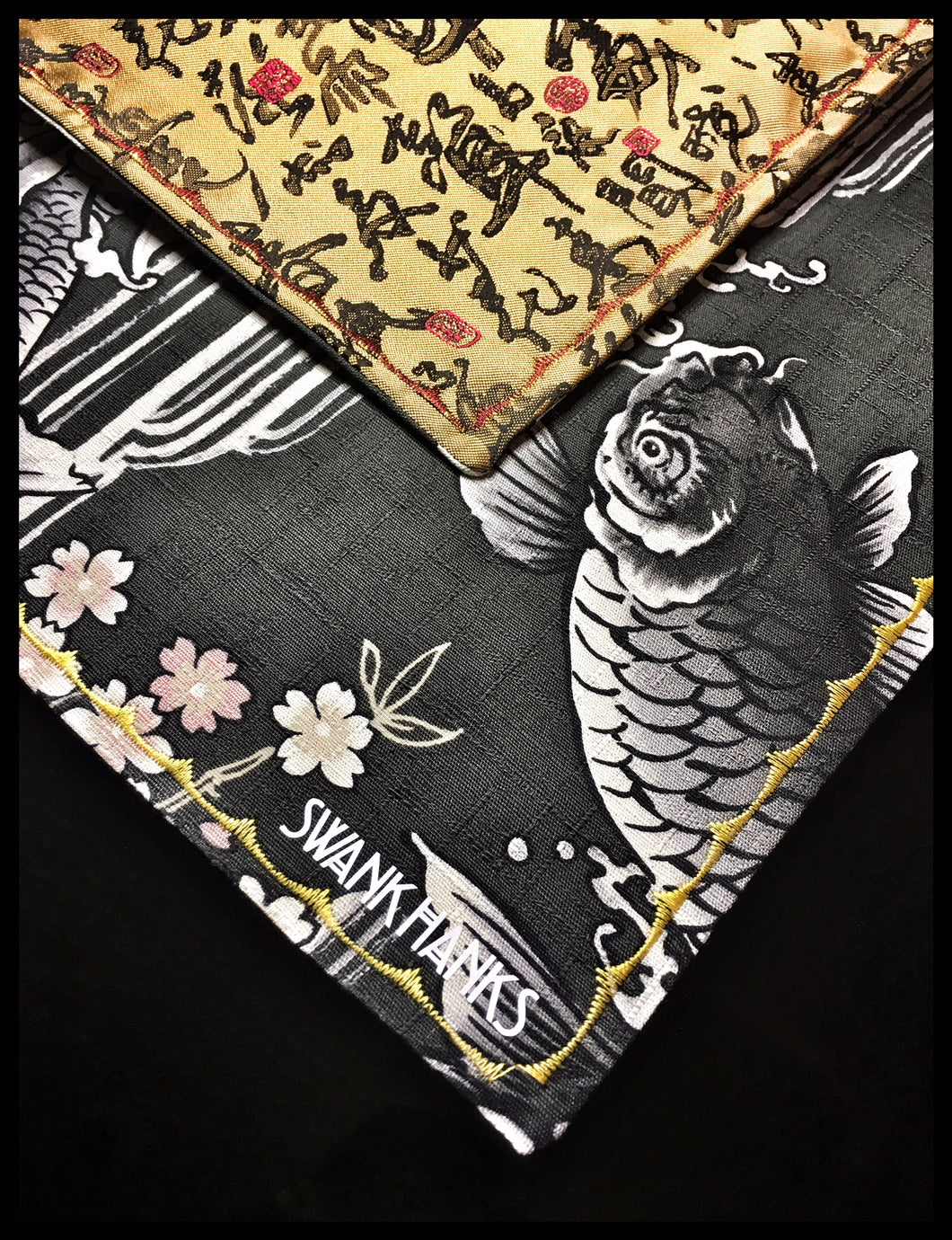 Black Koi one-off (gold stitch)