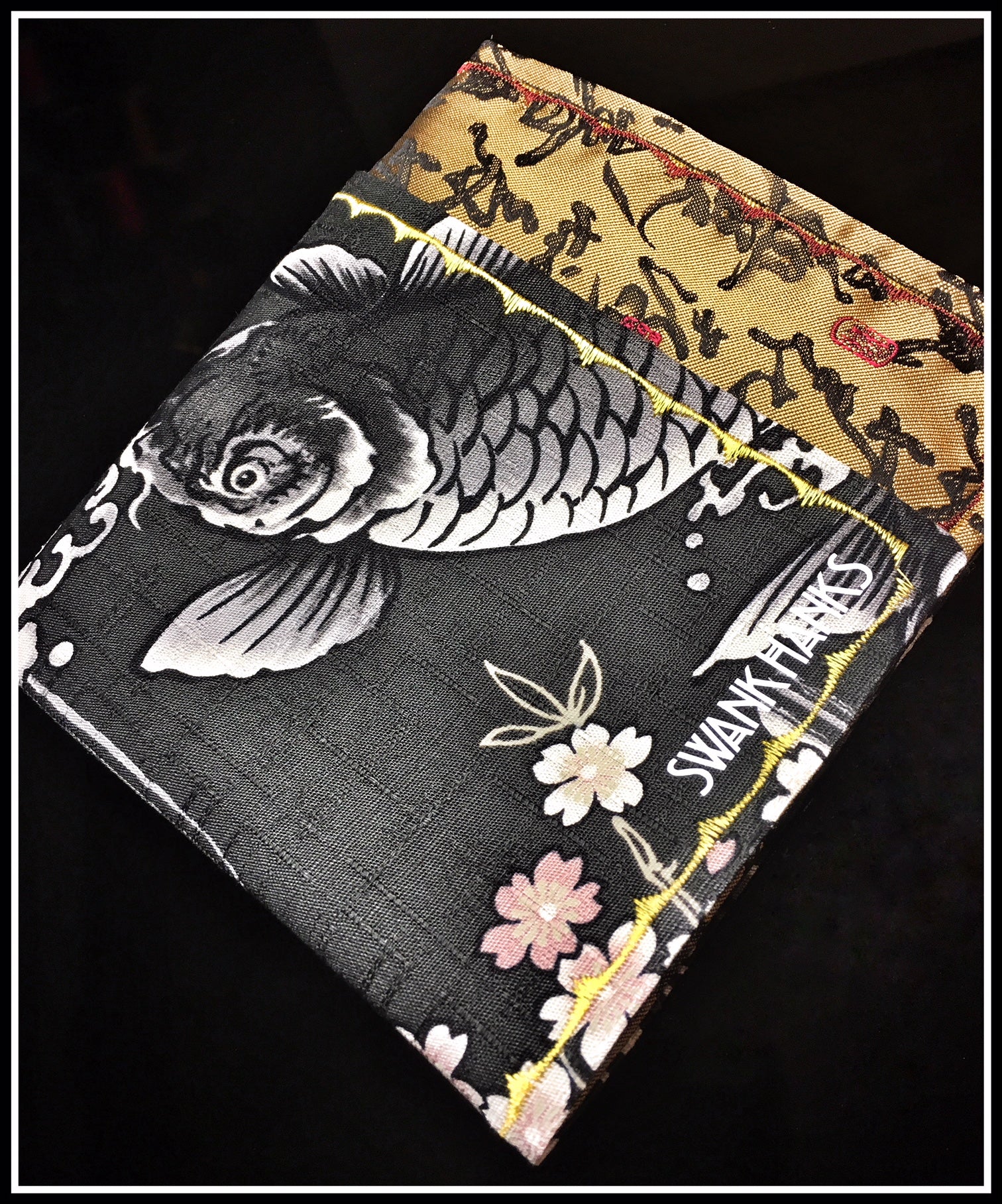 Black Koi one-off (gold stitch)