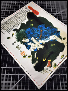 Samurai "Yoshiharu" organic cotton sateen (Black/Red/Orange stitch)