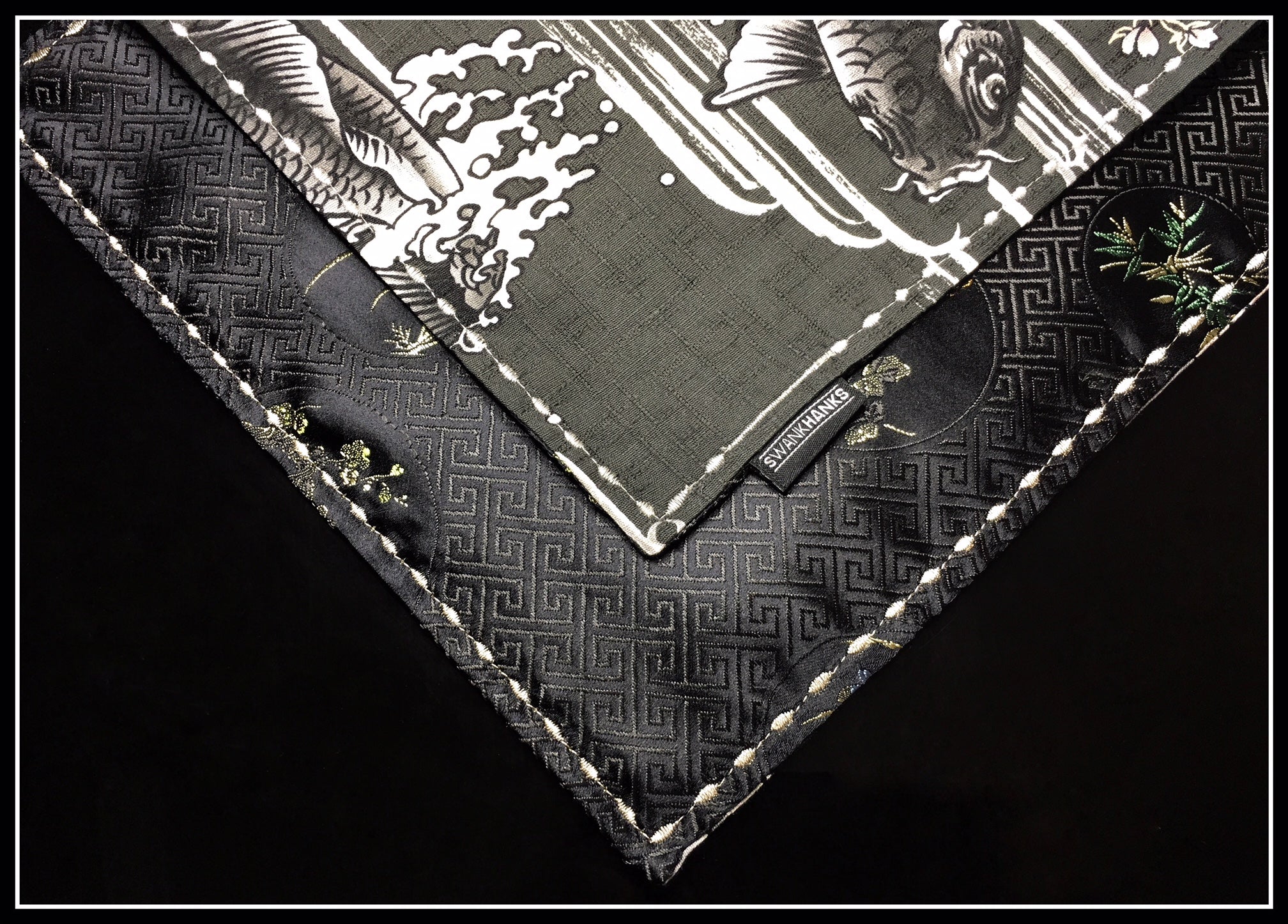 Black Koi (black embroidered silk one off)