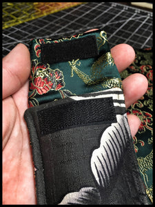 One-off silk lined “Black Koi” pouch.