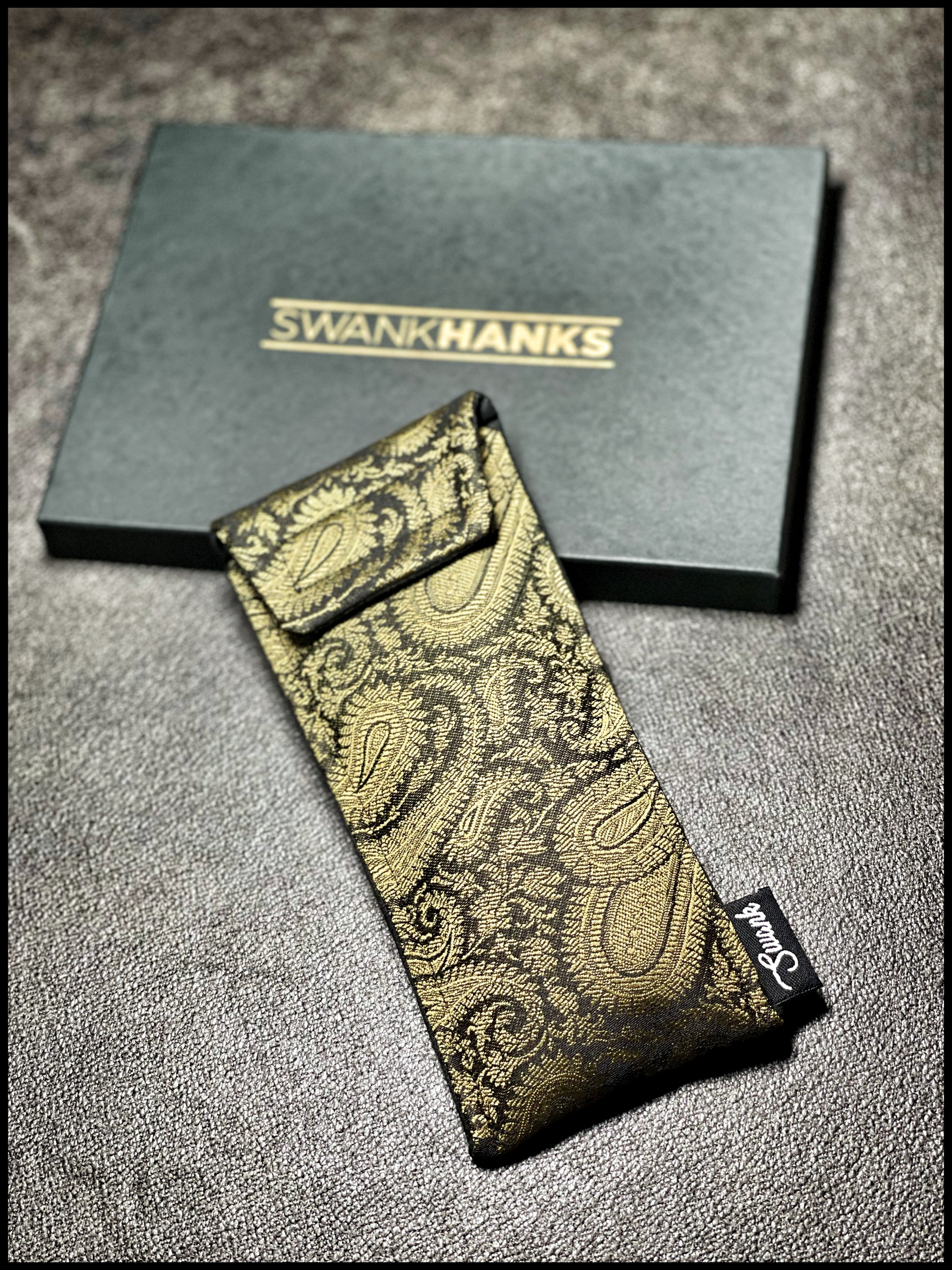 - Black/Gold silk paisley pouch -