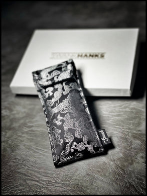 Black/Gunmetal Dragon Silk Brocade Pouch