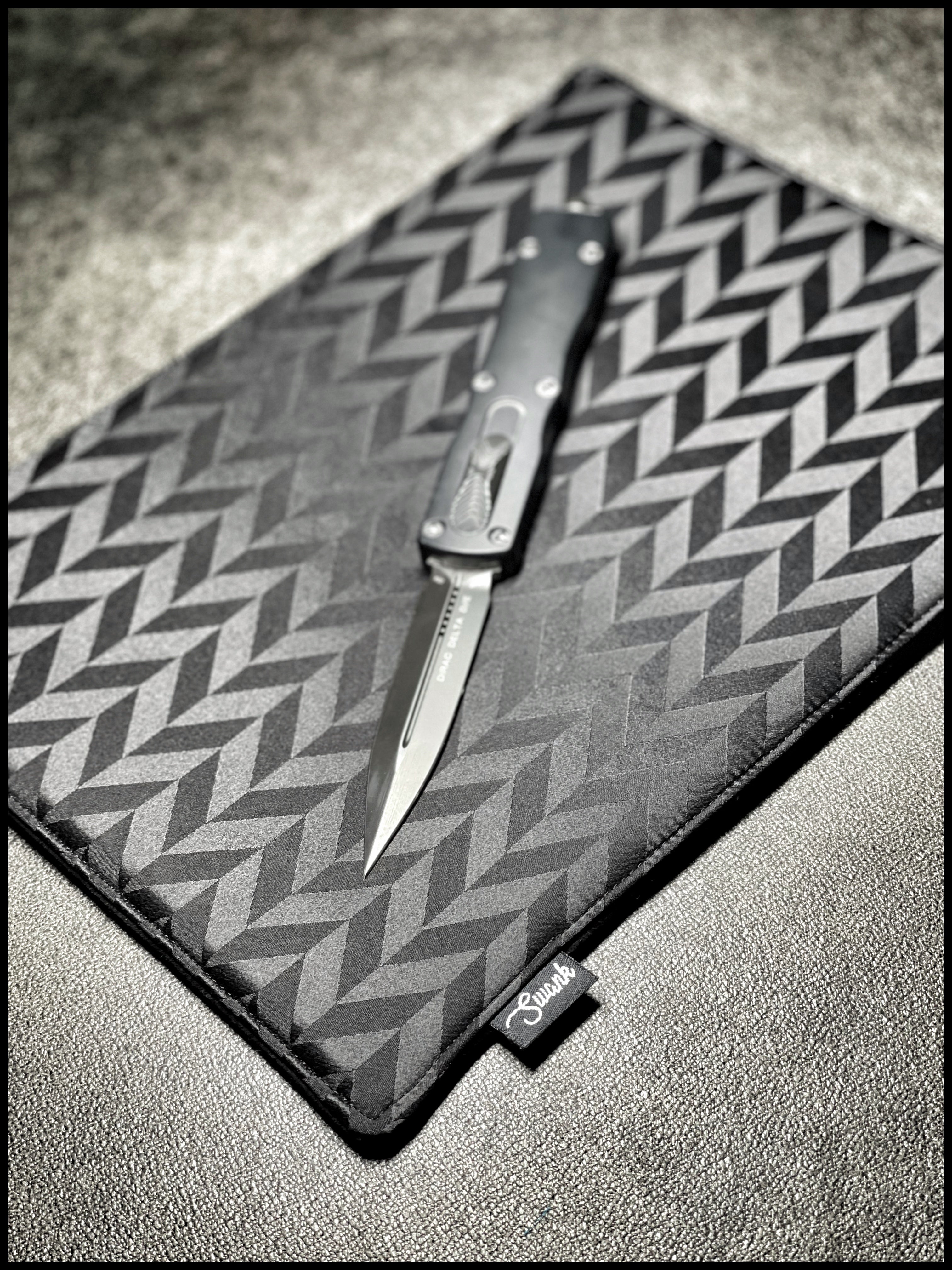 Black Satin Chevron Silk EDC mat
