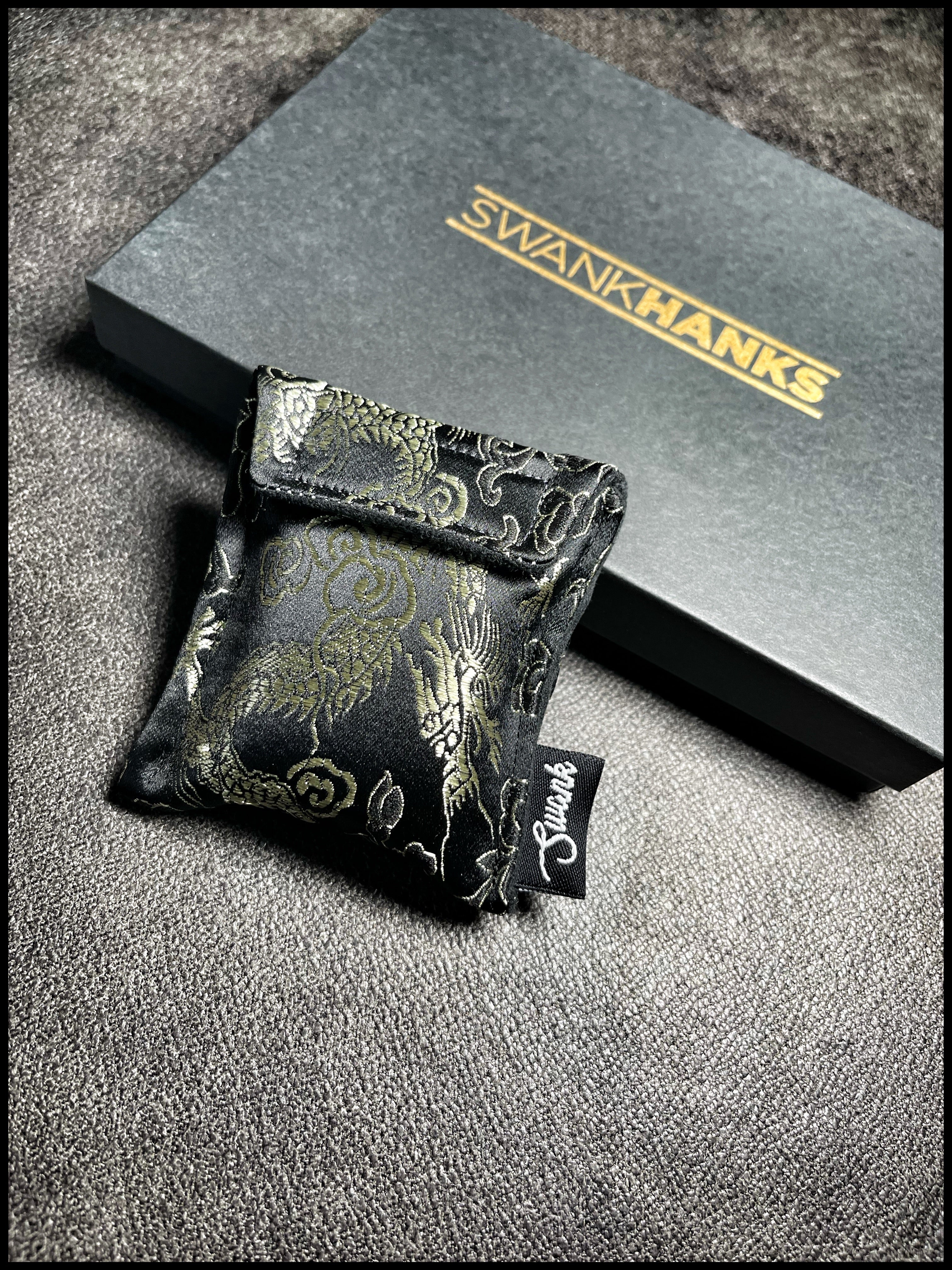 Black/Gold Dragon Silk AirPods Pouch