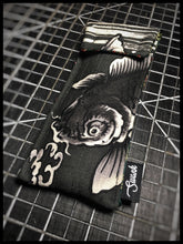 One-off silk lined “Black Koi” pouch.