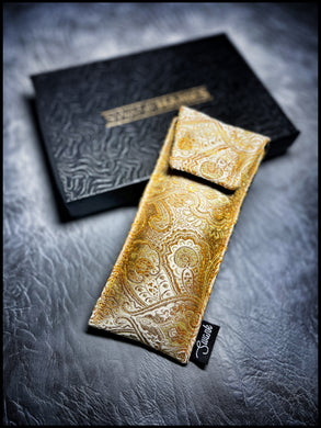 Golden paisley silk pouch
